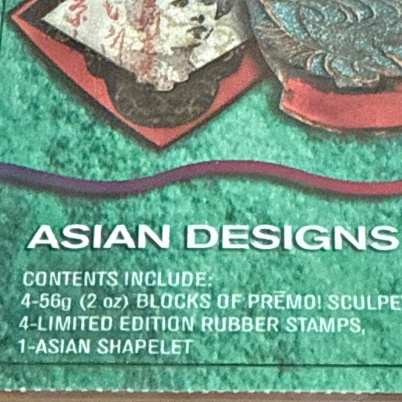 Premo Stamplets Sculpey Rubber Stamping Kit - Asian Designs Wood Mounted Stamps - Picture 4 of 5